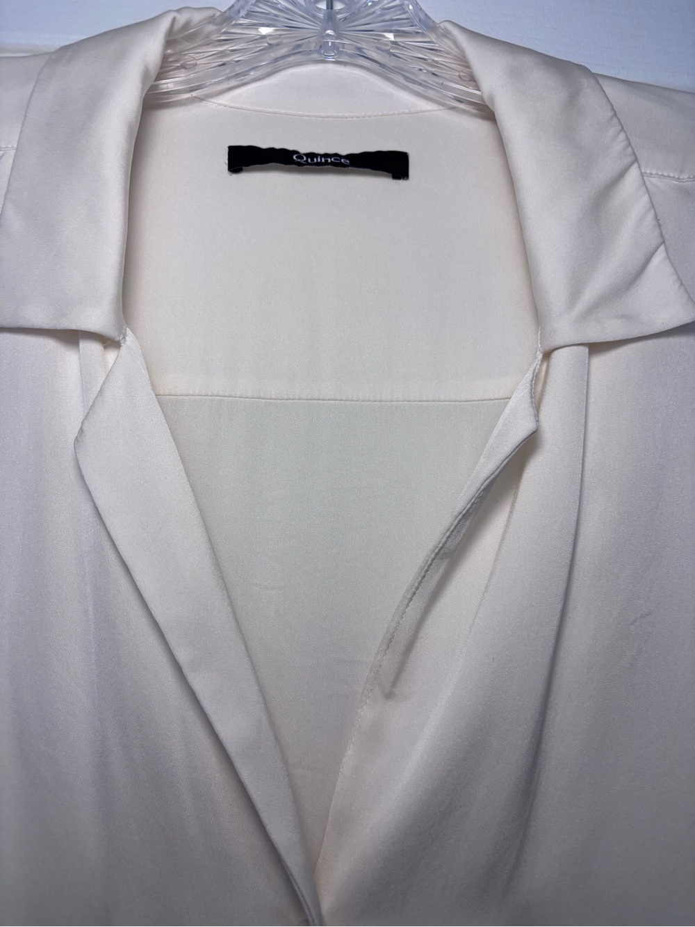 Quince Cream Long-Sleeve Button-Down Shirt silk - Picture 3 of 6